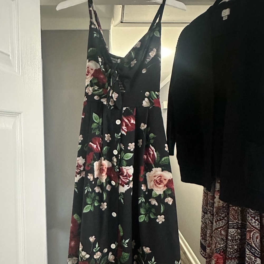 Ganni Black Floral Maxi Dress